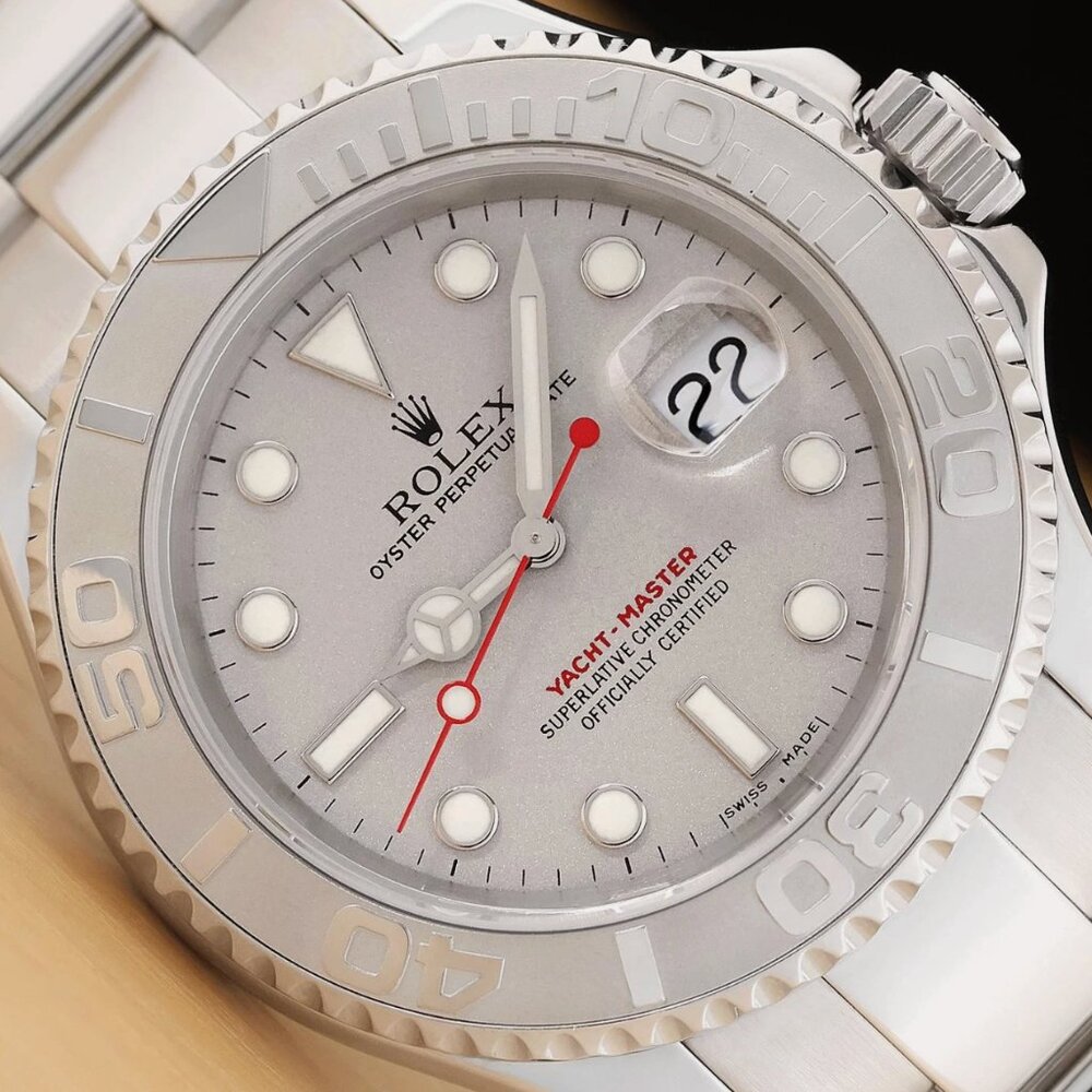 ROLEX MENS YACHT-MASTER 40MM GRAY STAINLESS GOLD STEEL OYSTER WATCH